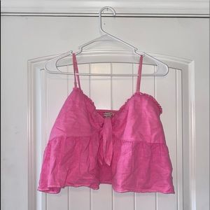 American Eagle Pink Crop Tank Top